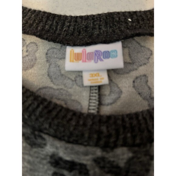 LuLaRoe Tammy Rib Cuff Top Womens 3XL Gray Leopard Sweater Lightweight - Picture 5 of 9